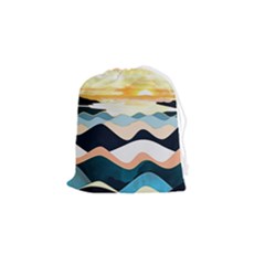 Sea Waves Wave Painting Ocean Water Drawstring Pouch (small) by Wegoenart