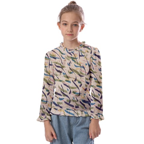 Abstract Pattern Freestyle Painting Kids  Frill Detail Tee by Wegoenart