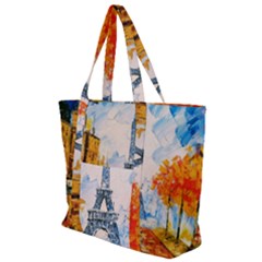 Eiffel Tower Landmark Architecture  Artistic Zip Up Canvas Bag by danenraven