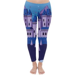 Illustration Castle Mountain Tower Sky Classic Winter Leggings by danenraven