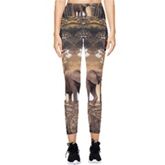 Sculpture Travel Outdoor Nature Elephant Pocket Leggings  by Wegoenart