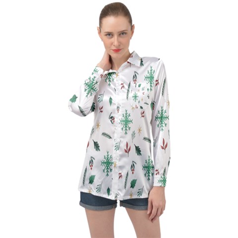 Christmass Theme Long Sleeve Satin Shirt by artworkshop