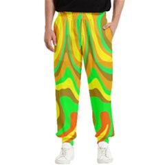 Groovy Wavy Pattern Colorful Pattern Men s Elastic Waist Pants by Wegoenart