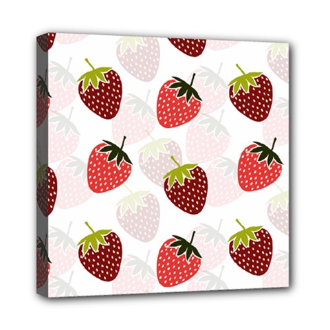 Strawberry Fruit Pattern Background Mini Canvas 8  X 8  (stretched) by Wegoenart