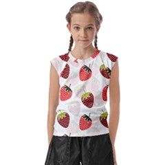 Strawberry Fruit Pattern Background Kids  Raglan Cap Sleeve Tee by Wegoenart
