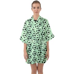 Pattern Ball Soccer Background Half Sleeve Satin Kimono  by Wegoenart