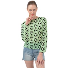 Pattern Ball Soccer Background Banded Bottom Chiffon Top by Wegoenart