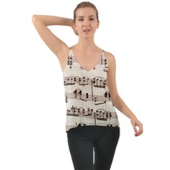 Vintage Beige Music Paper Background Design Chiffon Cami by Ravend
