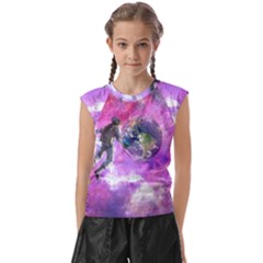 Astronaut Earth Space Planet Fantasy Kids  Raglan Cap Sleeve Tee by Ravend