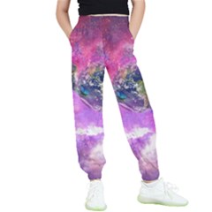 Astronaut Earth Space Planet Fantasy Kids  Elastic Waist Pants by Ravend