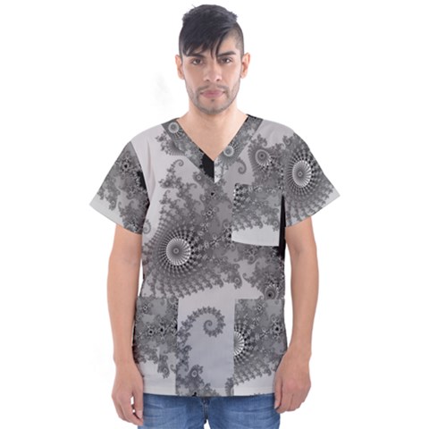 Apple Males Almond Bread Abstract Men s V-neck Scrub Top by danenraven