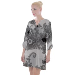 Apple Males Almond Bread Abstract Open Neck Shift Dress by danenraven