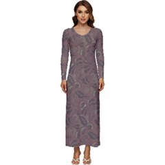 Batik-03 Long Sleeve Velour Longline Maxi Dress