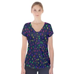 Number Digit Learning Education Short Sleeve Front Detail Top by Wegoenart