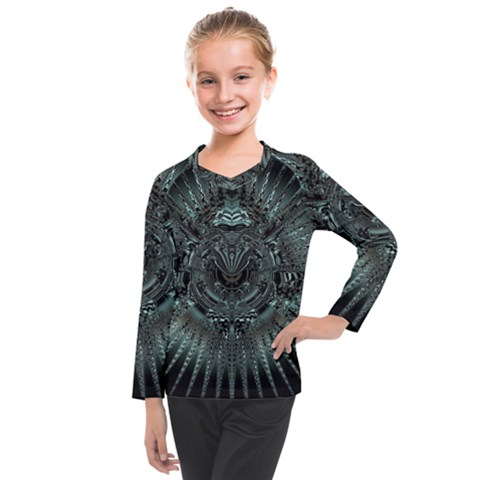 Abstract Art Fractal Artwork Kids  Long Mesh Tee by Pakrebo