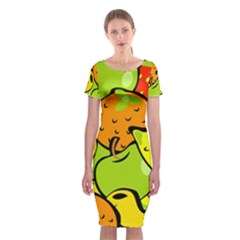 Fruit Food Wallpaper Classic Short Sleeve Midi Dress by Dutashop