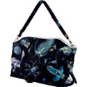 Colorful Abstract Pattern Consisting Glowing Lights Luminescent Images Marine Plankton Dark Canvas Crossbody Bag View2