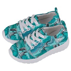Sea Wave Seamless Pattern Kids  Lightweight Sports Shoes by Ravend