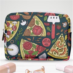 Vector Seamless Pizza Slice Pattern Hand Drawn Pizza Illustration Great Pizzeria Menu Background Make Up Pouch (medium) by Ravend
