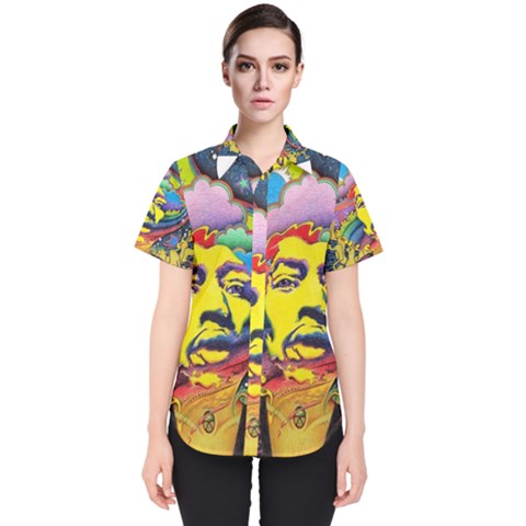 Psychedelic Rock Jimi Hendrix Women s Short Sleeve Shirt by Jancukart
