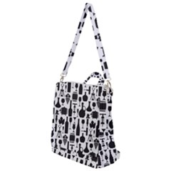 Wine Pattern Black White Crossbody Backpack by Jancukart