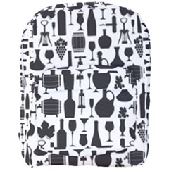 Wine Pattern Black White Full Print Backpack by Jancukart