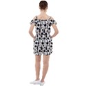 Wine Pattern Black White Ruffle Cut Out Chiffon Playsuit View2