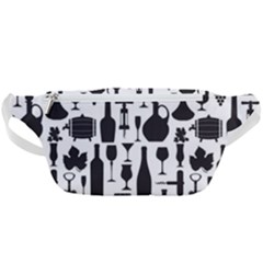 Wine Pattern Black White Waist Bag  by Jancukart