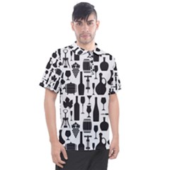 Wine Pattern Black White Men s Polo Tee by Jancukart