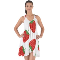 Seamless-pattern-fresh-strawberry Show Some Back Chiffon Dress by Jancukart