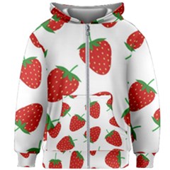 Seamless-pattern-fresh-strawberry Kids  Zipper Hoodie Without Drawstring by Jancukart