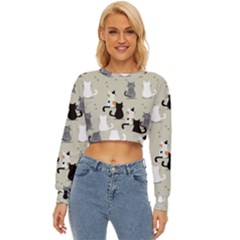 Cute-cat-seamless-pattern Lightweight Long Sleeve Sweatshirt by Jancukart