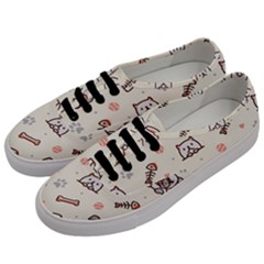Pug-dog-cat-with-bone-fish-bones-paw-prints-ball-seamless-pattern-vector-background Men s Classic Low Top Sneakers by Jancukart