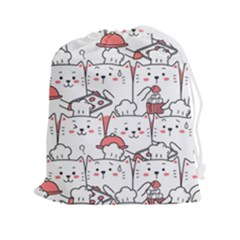 Cute-cat-chef-cooking-seamless-pattern-cartoon Drawstring Pouch (2xl) by Jancukart