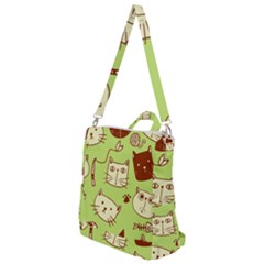 Cute-hand-drawn-cat-seamless-pattern Crossbody Backpack by Jancukart