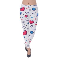 Hearts-seamless-pattern-memphis-style Velvet Leggings by Jancukart