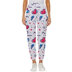 Hearts-seamless-pattern-memphis-style Cropped Drawstring Pants by Jancukart