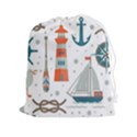 Nautical-elements-pattern-background Drawstring Pouch (2XL) View1