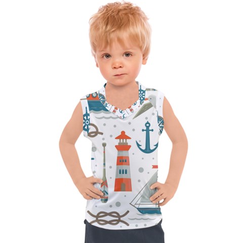 Nautical-elements-pattern-background Kids  Sport Tank Top by Jancukart