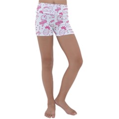 Cute-girly-seamless-pattern Kids  Lightweight Velour Yoga Shorts by Jancukart