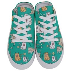 Seamless-pattern-cute-cat-cartoon-with-hand-drawn-style Half Slippers by Jancukart