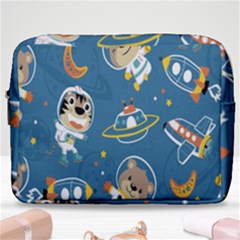 Seamless-pattern-funny-astronaut-outer-space-transportation Make Up Pouch (large) by Jancukart