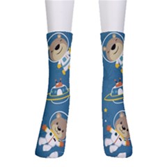 Seamless-pattern-funny-astronaut-outer-space-transportation Crew Socks by Jancukart