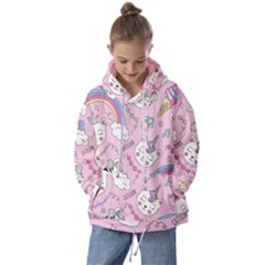 Beautiful Cute Animals Pattern Pink Beautiful Cute Animals Pattern Pink Rainbow Kids  Oversized Hoodie by Jancukart