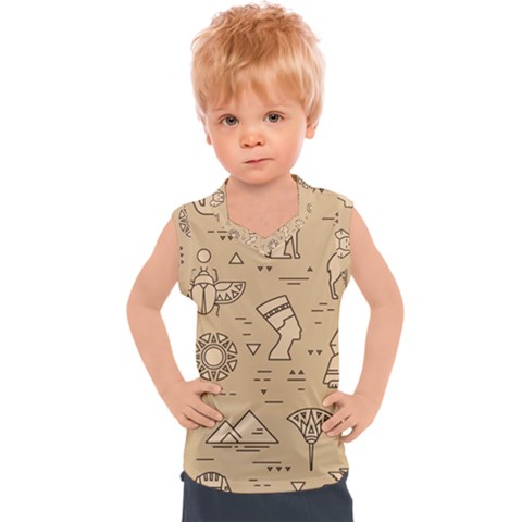 Egyptian-seamless-pattern-symbols-landmarks-signs-egypt Kids  Sport Tank Top by Jancukart