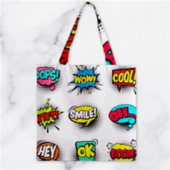 Set-colorful-comic-speech-bubbles Zipper Grocery Tote Bag by Jancukart