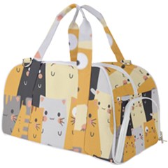 Seamless Pattern Cute Cat Cartoons Burner Gym Duffel Bag by Wegoenart