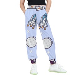 Seamless Pattern With Space Theme Kids  Elastic Waist Pants by Wegoenart