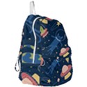 Seamless Pattern With Funny Alien Cat Galaxy Foldable Lightweight Backpack View3