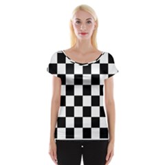 Chess Board Background Design Cap Sleeve Top by Wegoenart
